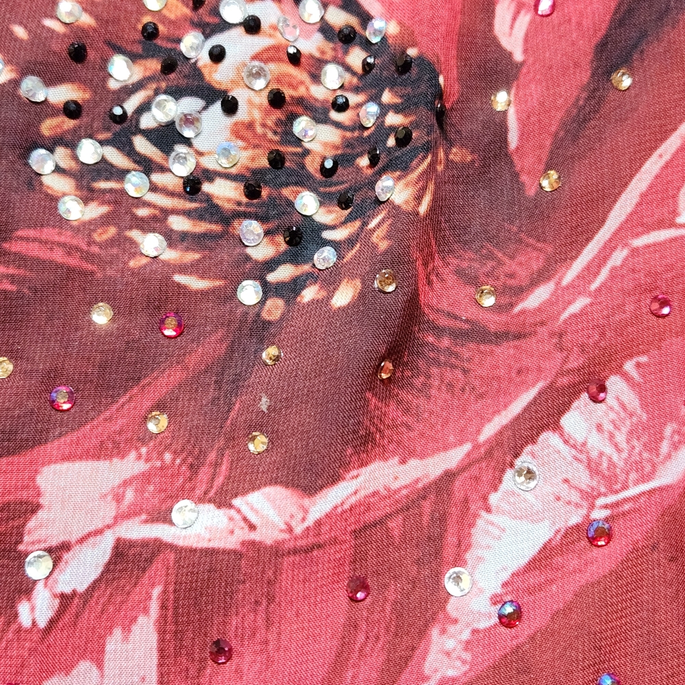 Simply Emma 2X, Black and Red shear Floral Blouse - Picture 7 of 7
